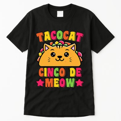 Funny Taco Cat Pun Tacocat Cute Taco Lover Cinco De Meow Tall T-Shirt