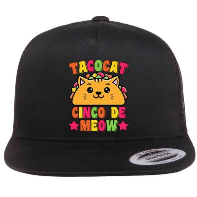 Funny Taco Cat Pun Tacocat Cute Taco Lover Cinco De Meow Flatbill Hat