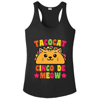 Funny Taco Cat Pun Tacocat Cute Taco Lover Cinco De Meow Ladies PosiCharge Competitor Racerback Tank
