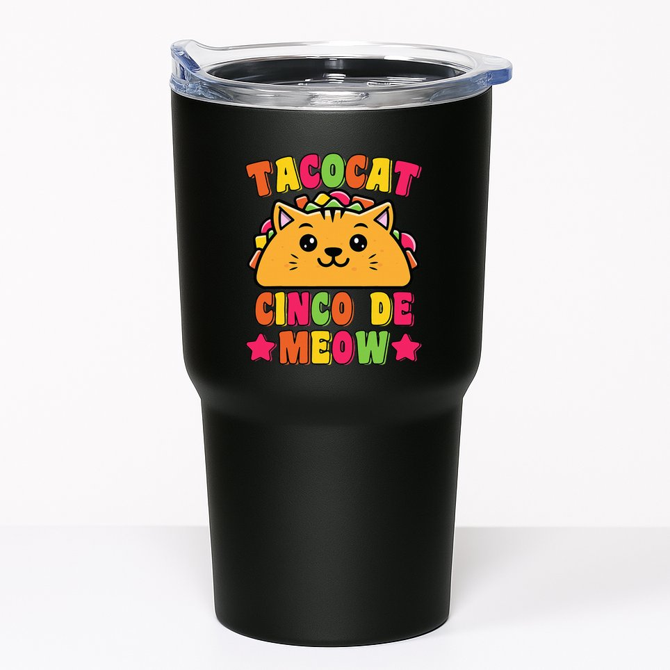 Funny Taco Cat Pun Tacocat Cute Taco Lover Cinco De Meow Tumbler
