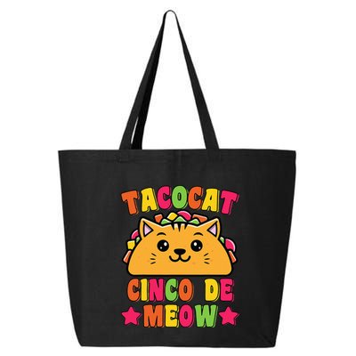 Funny Taco Cat Pun Tacocat Cute Taco Lover Cinco De Meow 25L Jumbo Tote