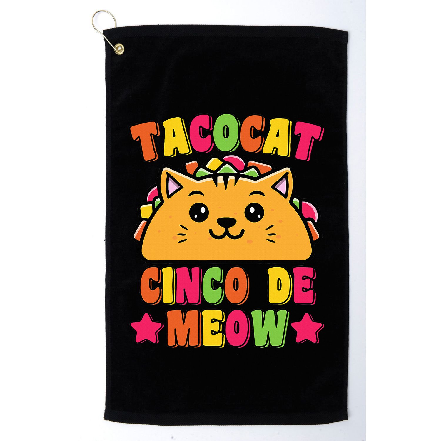 Funny Taco Cat Pun Tacocat Cute Taco Lover Cinco De Meow Golf Towel