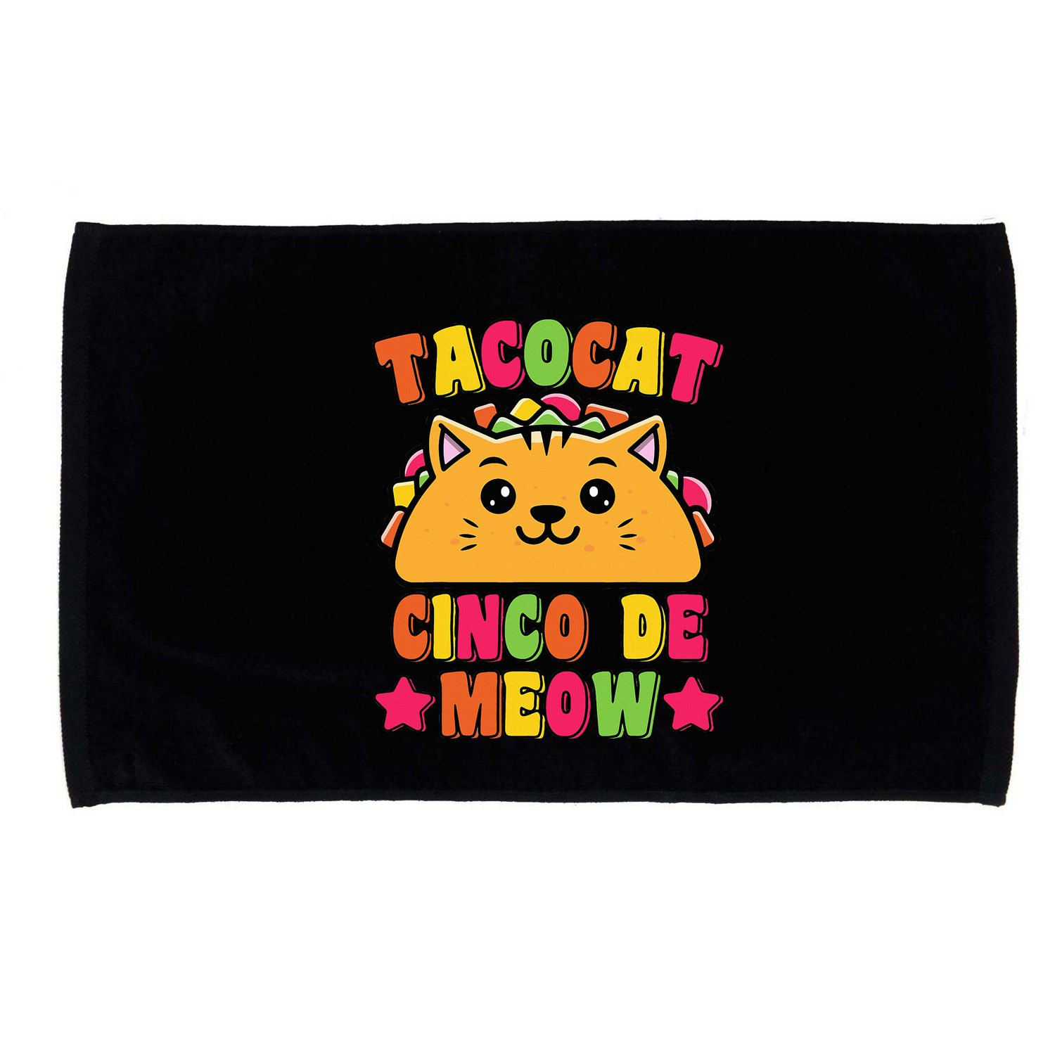 Funny Taco Cat Pun Tacocat Cute Taco Lover Cinco De Meow Microfiber Hand Towel