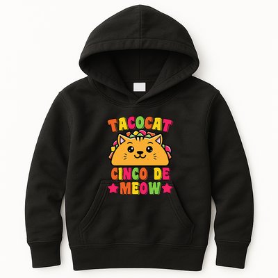 Funny Taco Cat Pun Tacocat Cute Taco Lover Cinco De Meow Kids Hoodie