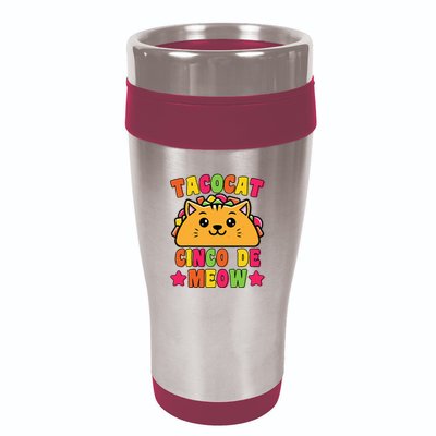 Funny Taco Cat Pun Tacocat Cute Taco Lover Cinco De Meow 16oz Travel Tumbler