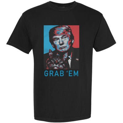 Funny Trump Cat Grab Em Vintage Retro Trump Gift Garment-Dyed Heavyweight T-Shirt