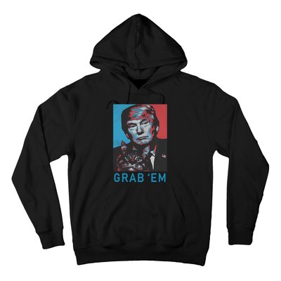 Funny Trump Cat Grab Em Vintage Retro Trump Gift Hoodie