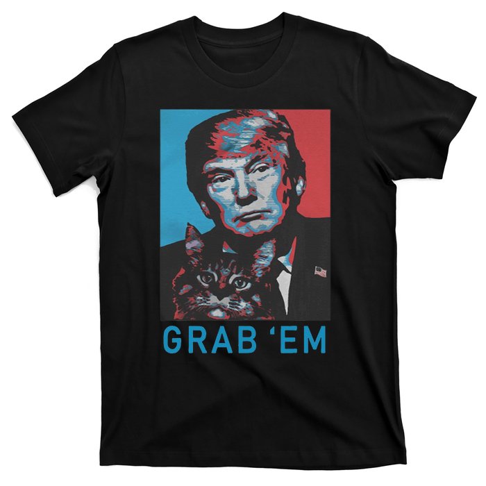 Funny Trump Cat Grab Em Vintage Retro Trump Gift T-Shirt