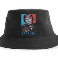 Funny Trump Cat Grab Em Vintage Retro Trump Gift Sustainable Bucket Hat