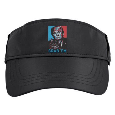 Funny Trump Cat Grab Em Vintage Retro Trump Gift Adult Drive Performance Visor