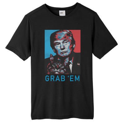 Funny Trump Cat Grab Em Vintage Retro Trump Gift Tall Fusion ChromaSoft Performance T-Shirt