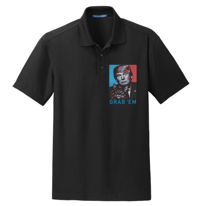 Funny Trump Cat Grab Em Vintage Retro Trump Gift Dry Zone Grid Polo