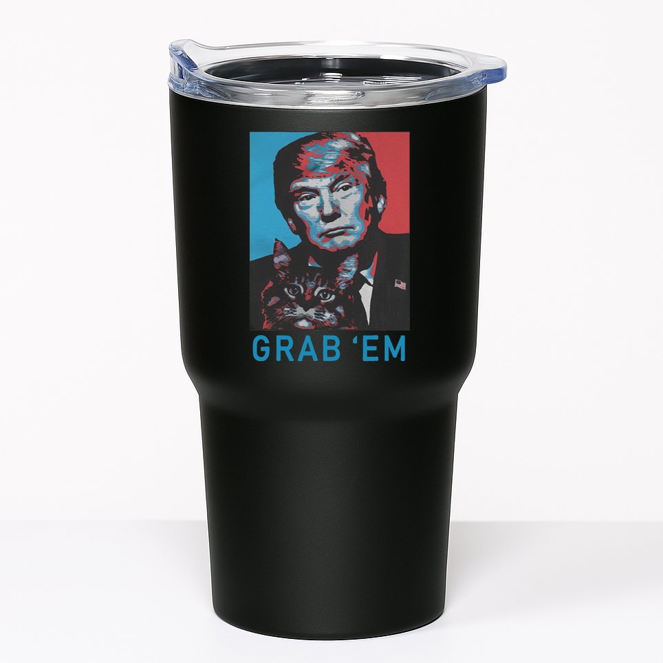 Funny Trump Cat Grab Em Vintage Retro Trump Gift Tumbler