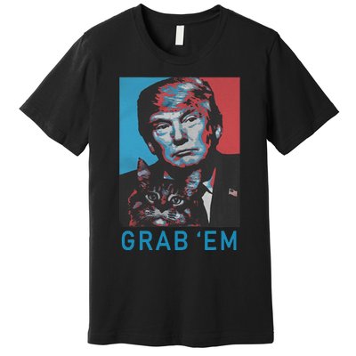 Funny Trump Cat Grab Em Vintage Retro Trump Gift Premium T-Shirt