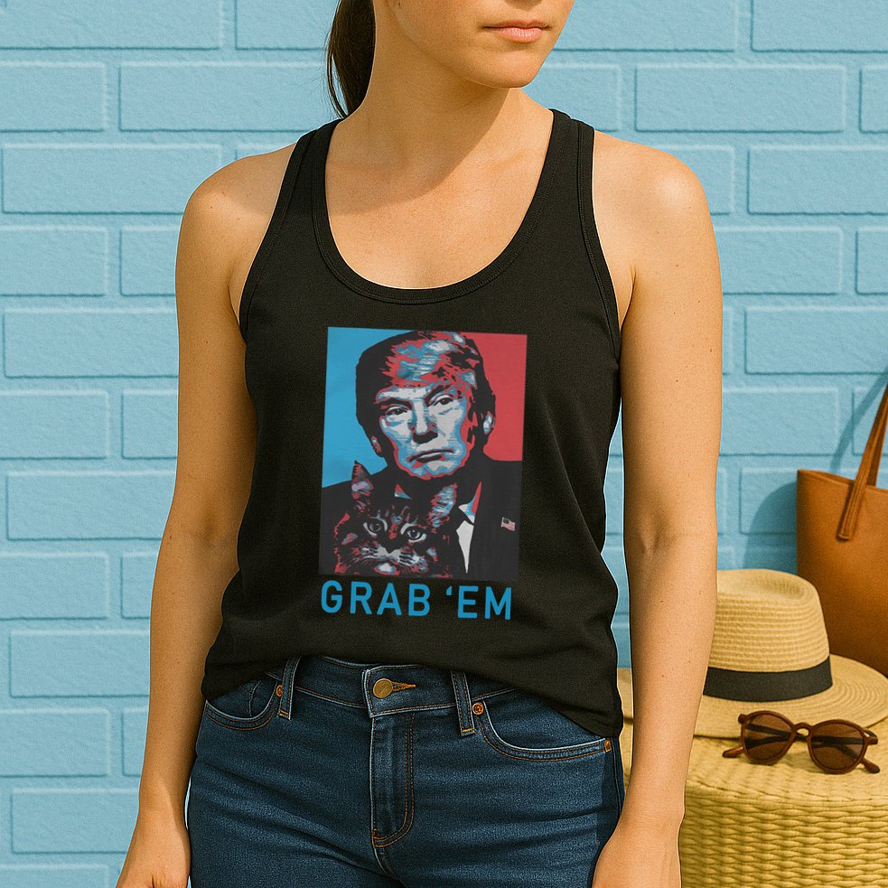 Funny Trump Cat Grab Em Vintage Retro Trump Gift Womens Tank Top