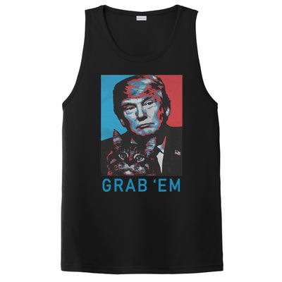 Funny Trump Cat Grab Em Vintage Retro Trump Gift PosiCharge Competitor Tank