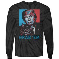 Funny Trump Cat Grab Em Vintage Retro Trump Gift Tie-Dye Long Sleeve Shirt