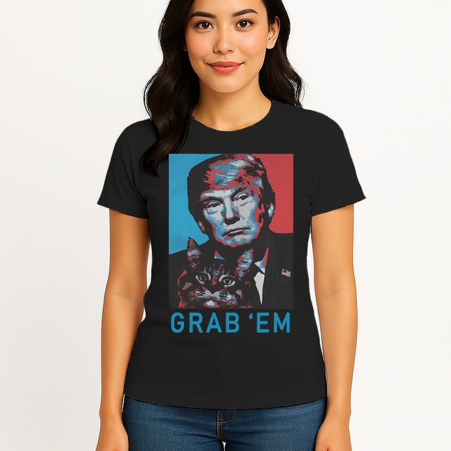 Funny Trump Cat Grab Em Vintage Retro Trump Gift Womens T-Shirt