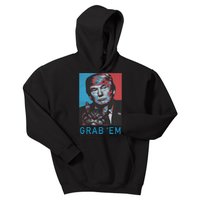 Funny Trump Cat Grab Em Vintage Retro Trump Gift Kids Hoodie