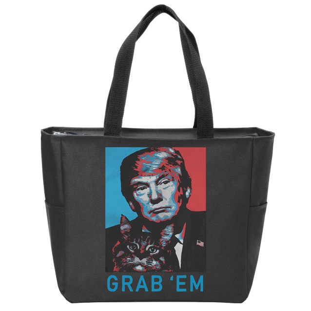 Funny Trump Cat Grab Em Vintage Retro Trump Gift Zip Tote Bag