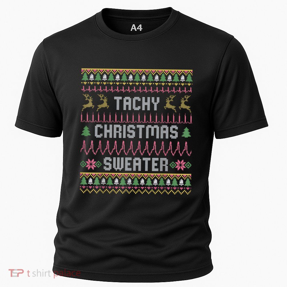 Funny Tachy Christmas Sweater Medical Cardiac Icu Nurse Ugly Performance Shirt