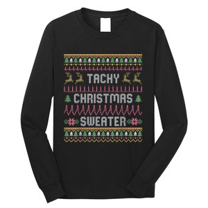 Funny Tachy Christmas Sweater Medical Cardiac Icu Nurse Ugly Long Sleeve Shirt