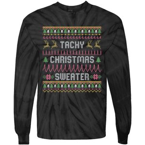 Funny Tachy Christmas Sweater Medical Cardiac Icu Nurse Ugly Tie-Dye Long Sleeve Shirt