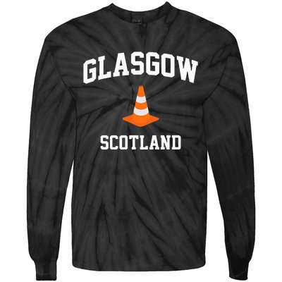 Funny Traffic Cone Glasgow Scotland Tie-Dye Long Sleeve Shirt