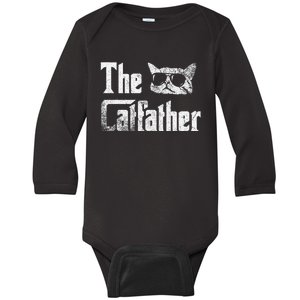 Funny The Catfather Cool Cat Daddy Glasses Gift Baby Long Sleeve Bodysuit