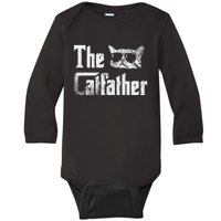 Funny The Catfather Cool Cat Daddy Glasses Gift Baby Long Sleeve Bodysuit