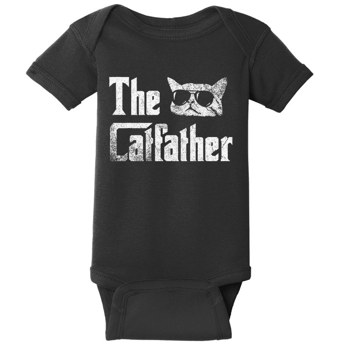 Funny The Catfather Cool Cat Daddy Glasses Gift Baby Bodysuit