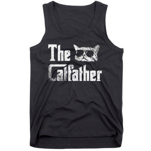 Funny The Catfather Cool Cat Daddy Glasses Gift Tank Top