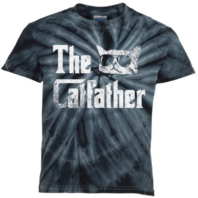 Funny The Catfather Cool Cat Daddy Glasses Gift Kids Tie-Dye T-Shirt