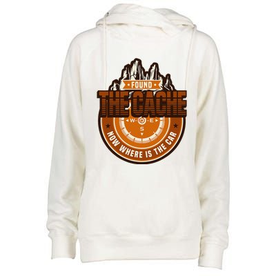 Found The Cache Now Where Is The Car Geocache Womens Funnel Neck Pullover Hood