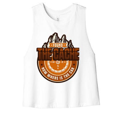 Found The Cache Now Where Is The Car Geocache Women's Racerback Cropped Tank