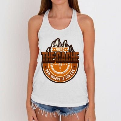 Found The Cache Now Where Is The Car Geocache Women's Knotted Racerback Tank