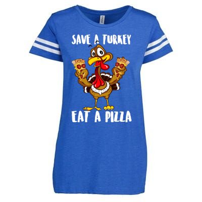 Funny Thanksgiving Costume Save A Turkey Eat A Pizza Enza Ladies Jersey Football T-Shirt