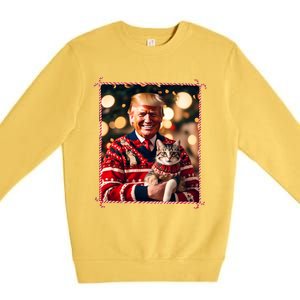 Funny Trump Christmas Sweater For Cat Lovers Premium Crewneck Sweatshirt