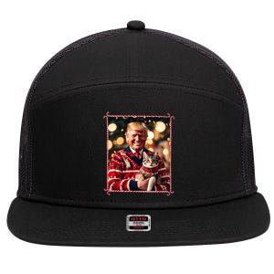 Funny Trump Christmas Sweater For Cat Lovers 7 Panel Mesh Trucker Snapback Hat