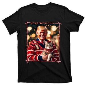 Funny Trump Christmas Sweater For Cat Lovers T-Shirt