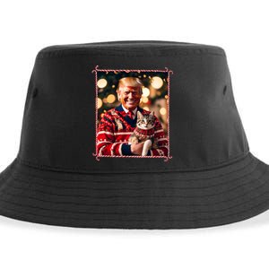 Funny Trump Christmas Sweater For Cat Lovers Sustainable Bucket Hat