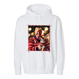 Funny Trump Christmas Sweater For Cat Lovers Garment-Dyed Fleece Hoodie