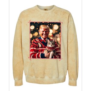 Funny Trump Christmas Sweater For Cat Lovers Colorblast Crewneck Sweatshirt