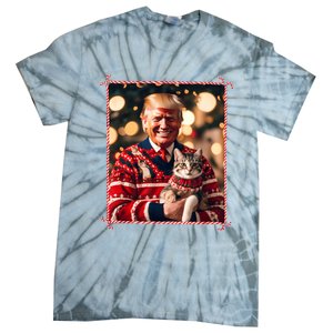 Funny Trump Christmas Sweater For Cat Lovers Tie-Dye T-Shirt