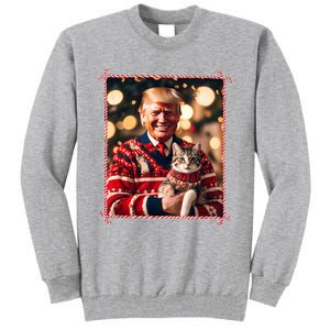 Funny Trump Christmas Sweater For Cat Lovers Tall Sweatshirt