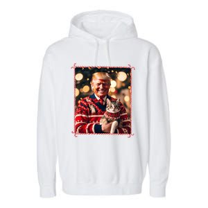 Funny Trump Christmas Sweater For Cat Lovers Garment-Dyed Fleece Hoodie