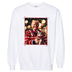 Funny Trump Christmas Sweater For Cat Lovers Garment-Dyed Sweatshirt