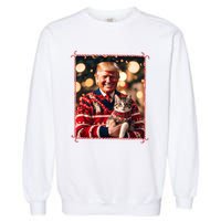 Funny Trump Christmas Sweater For Cat Lovers Garment-Dyed Sweatshirt