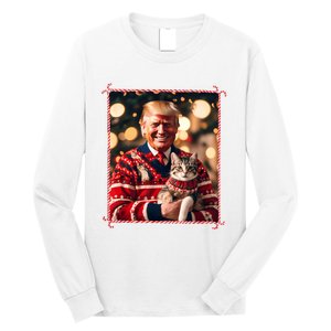 Funny Trump Christmas Sweater For Cat Lovers Long Sleeve Shirt