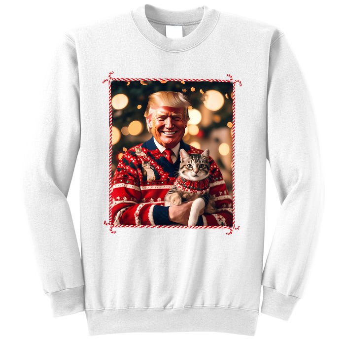 Funny Trump Christmas Sweater For Cat Lovers Sweatshirt